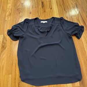 LOFT Dark Blue Blouse with Puff Sleeves
